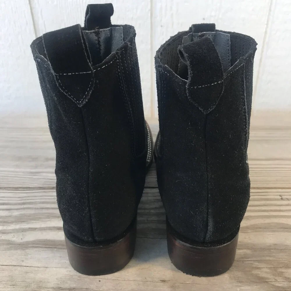 Joes Womens Black Suede Leather Western Ankle Boots US 8 Wide 723 Side Goring